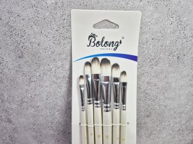 Pack 6 pinceles mgo blanco cerda borde negro BOLONG lengua de gato